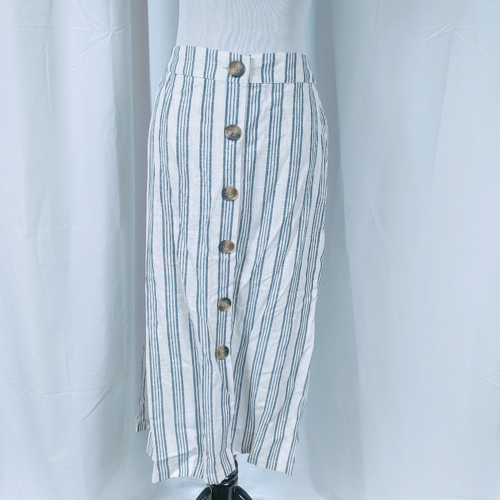 Charlotte Russe Striped Button Down Midi Skirt